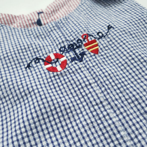 Vintage Just Ducky Reversible Baby Boy Romper Nautical Seersucker Size 24 Months - Picture 6 of 11